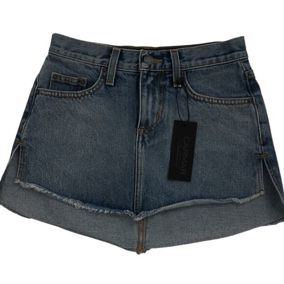 Carmar Denim Skirt Size 23 NWT Mini High Low - Picture 1 of 4
